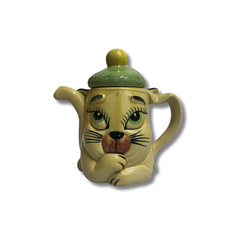 Eccentric Teapot Thoughtful Cat Beige