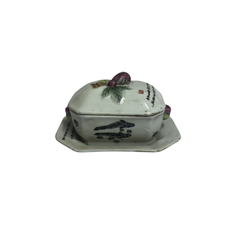Bonbonniere chinoise et sa soucoupe motif Poissons