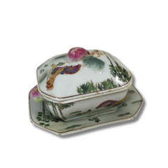 Bonbonniere chinoise et sa soucoupe motif Coq