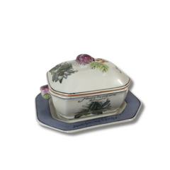 Bonbonniere chinoise et sa soucoupe motif Green Plants